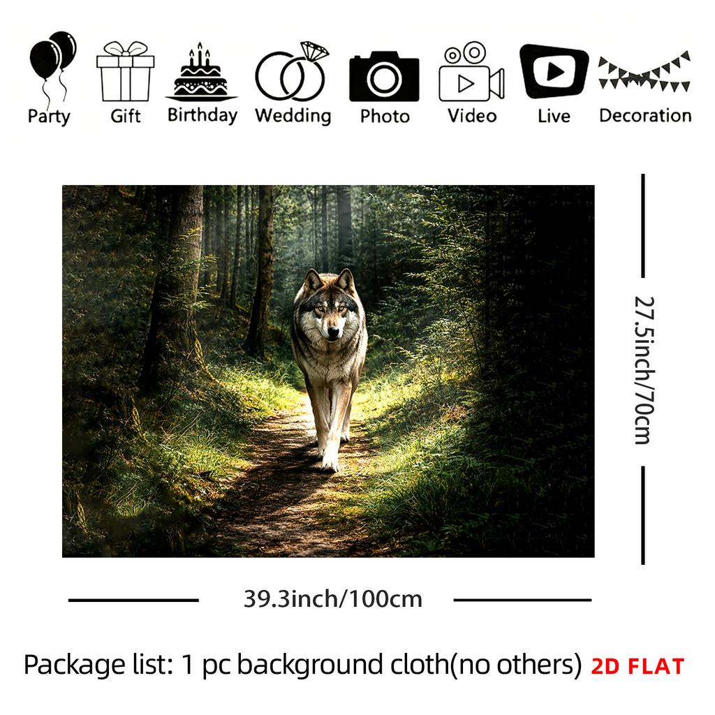 1Pc Wolf Forest Woodland Tapestry Wall Hanging, Decorative Fabric Poster for Bedroom, Living Room, Dorm & Home Decor