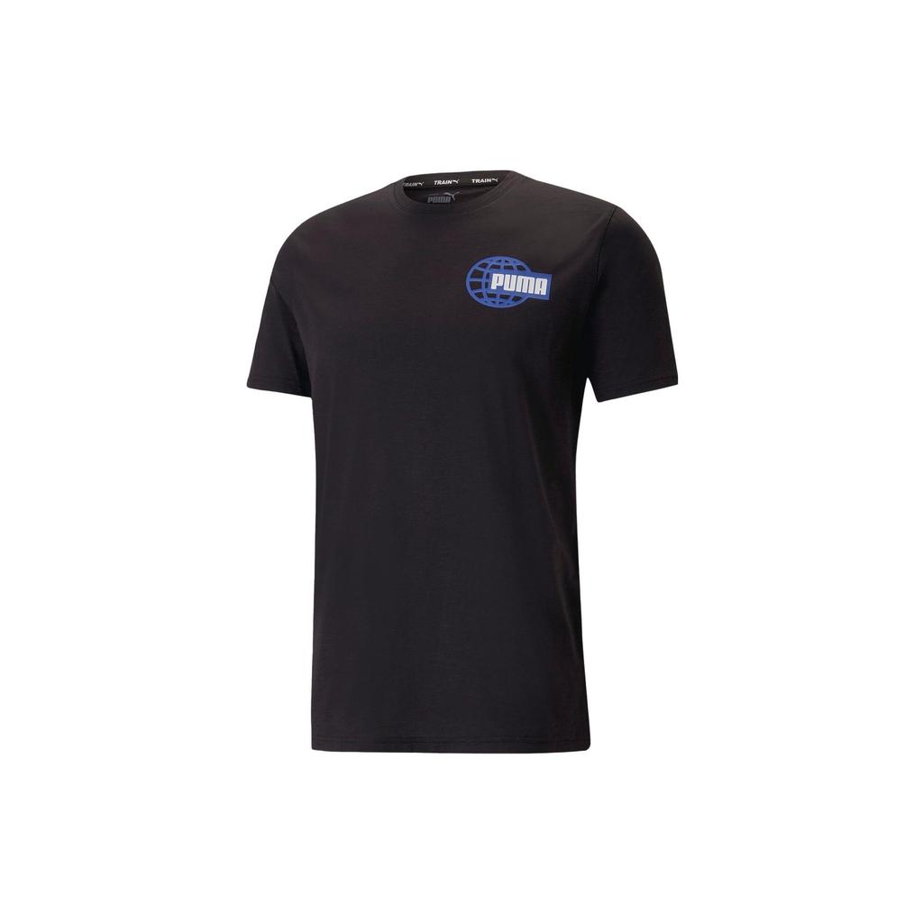 Puma Retro Logo Print Running Sports Fitness Crew Neck Short Sleeve T-Shirt Men Tops Black 523751-01