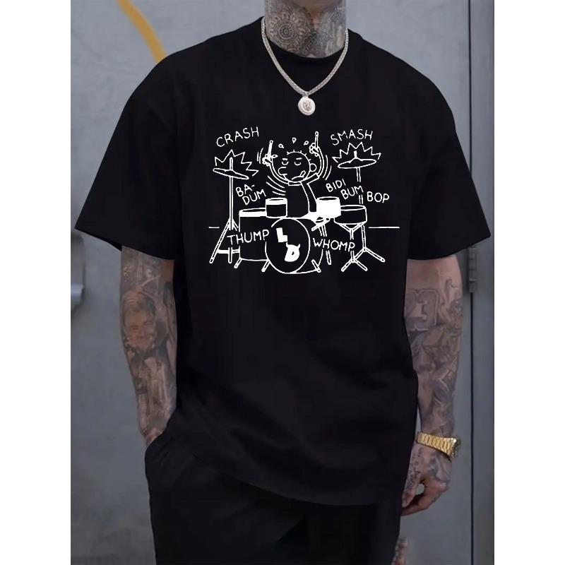 Men'S Top Featuring a  Illustration, Casual Short-Sleeve Round-Neck T-Shirt, Suitable for Summer And Spring, Ideal for Outdoor Activities.