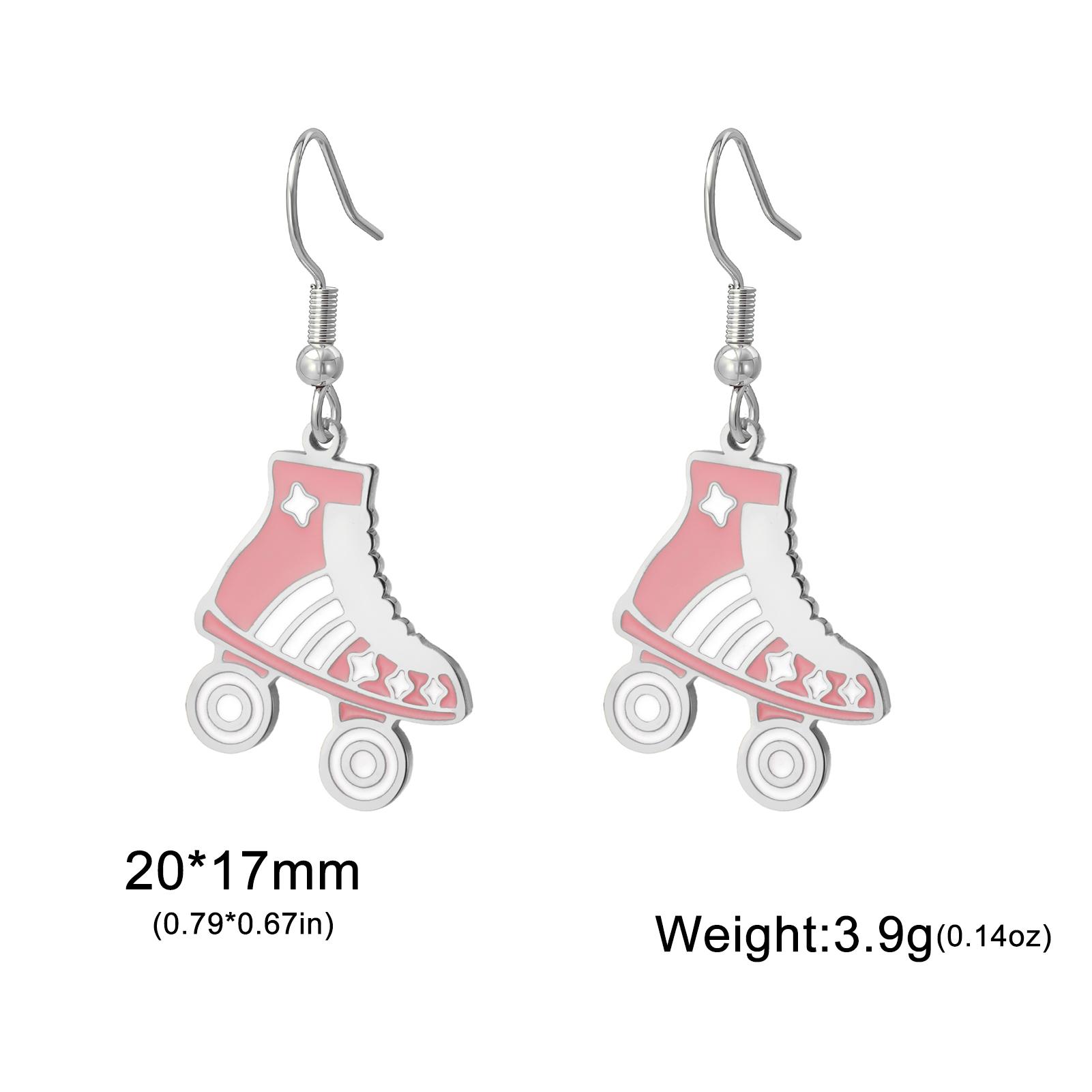

Teamer Enamel Skating Shoes Pendant Dangle Earrings Women Girls Stainless Steel Gold Color Ice Skates Sports Jewelry Gift