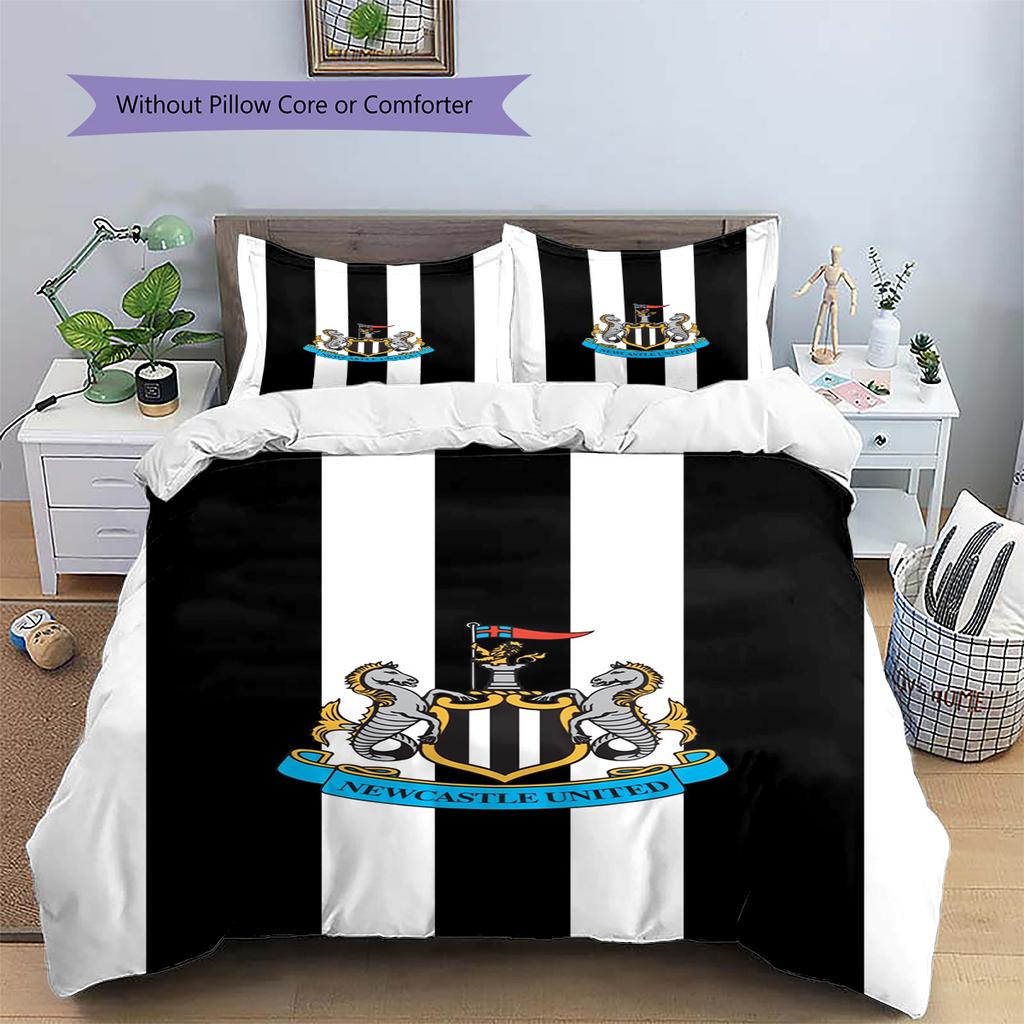 Newcastle United Patronen Beddengoed Set Dekbedovertrek Kussensloop Woondecoratie Cadeau (1 dekbedovertrek + 2 kussenslopen, zonder binnenkussen)