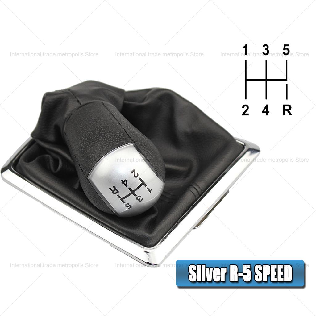 For Ford Focus 2 2005-2008 Gear Shift Knob + Gaiter Boot - Manual Shifter Lever Cover, PU Leather Anti-Worn Interior Accessory