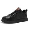 Men's Spring High-Top Waterproof Non-Slip Breathable Black Leather Casual Chef Shoes