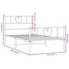 Metal Bed Frame with Headboard and Footboard White 107 X 203 Cm
