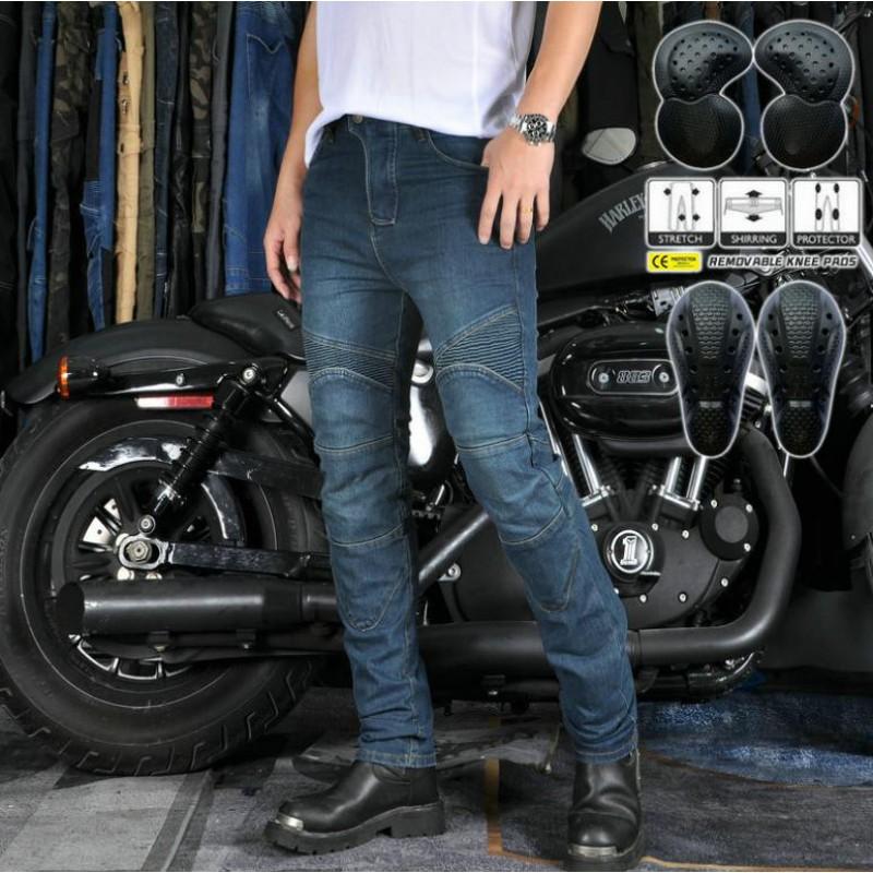 VOLERO Anti-Fall Motorcycle Protective Trousers Men s Motorbike Riding Gear Wear Resistant Denim Anti-Collision Pants XXS синий