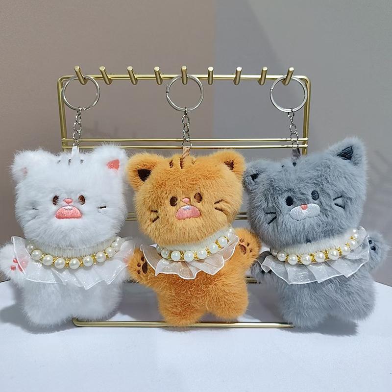 Cute Angry Cat Pendant Plush Toy Doll Soft Stuffed Keychain Bag Hanging Decoration Keychain Pendant Stuffed Doll Girl Kid Gift