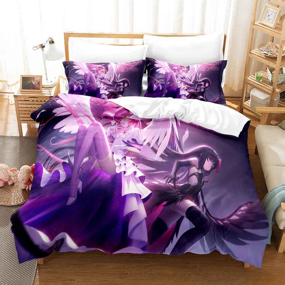 New 3D Kawaii Girl Anime Puella Magi Madoka Magica Bedding Set Cartoon Anime three-piece set Adult Kid Bedroom Duvet cover Sets