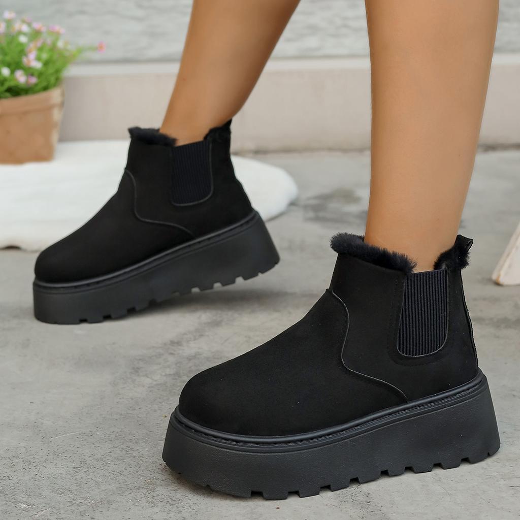 Fashion 2024 Winter Women Short Plush Warm Snow Boots Casual New Fur Chelsea Ankle Boots Flats Platform Comfortable Ladies Shoes Women