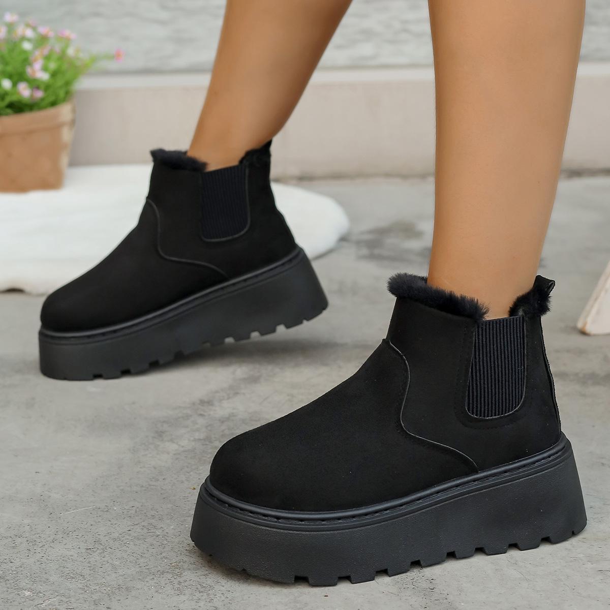 

Мода 2025 Новые женские ботинки Повседневные меховые ботильоны челси Короткий плюш Теплые зимние ботинки На плоской подошве Платформа Удобная женская обувь Женщины 36 чёрный