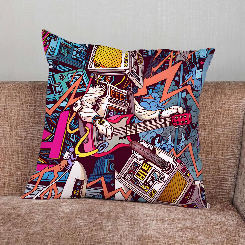 

Cool Colorful Graffiti Pillow Case For Home Bedroom Car Office Decoration Living Room Sofa Cushion Cover Suitable 16x16Inch