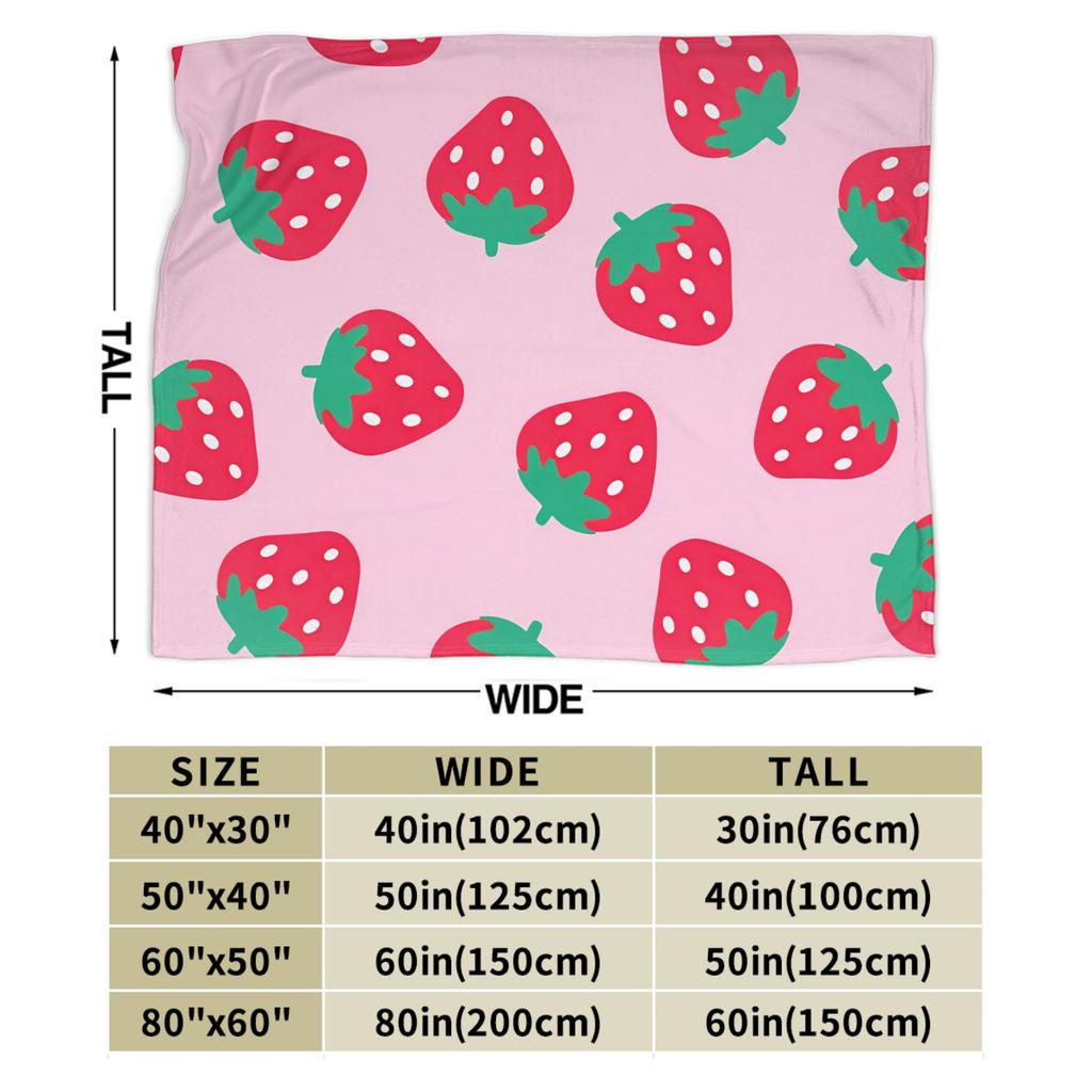 Pink Strawberry Blanket Warm Soft Funny Plush Throw Blanket For Couch Bed Decorative Flannel Bedspread Bed Cover