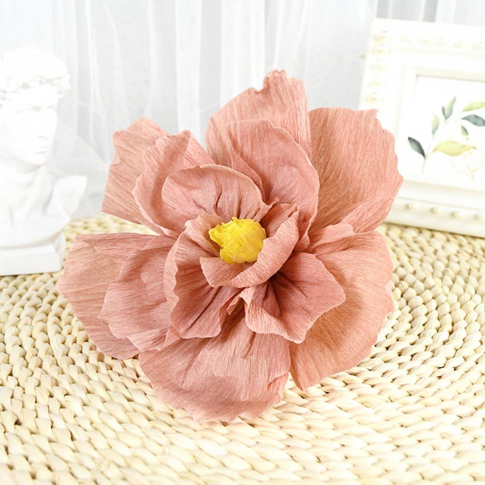 5pcs 25cm Crepe Paper Flower Festival Decor Multi Purpose Wrinkles Paper Flower Photography Props Light Weight