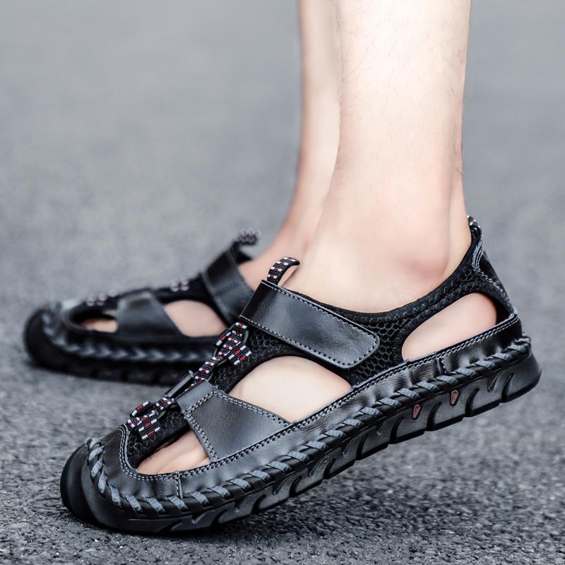 New Men's Sandals Baotou Dual Use Outside Wear Leisure Beach Breathable Anti-slip Wear-resistant Deodorant Casual Slippers