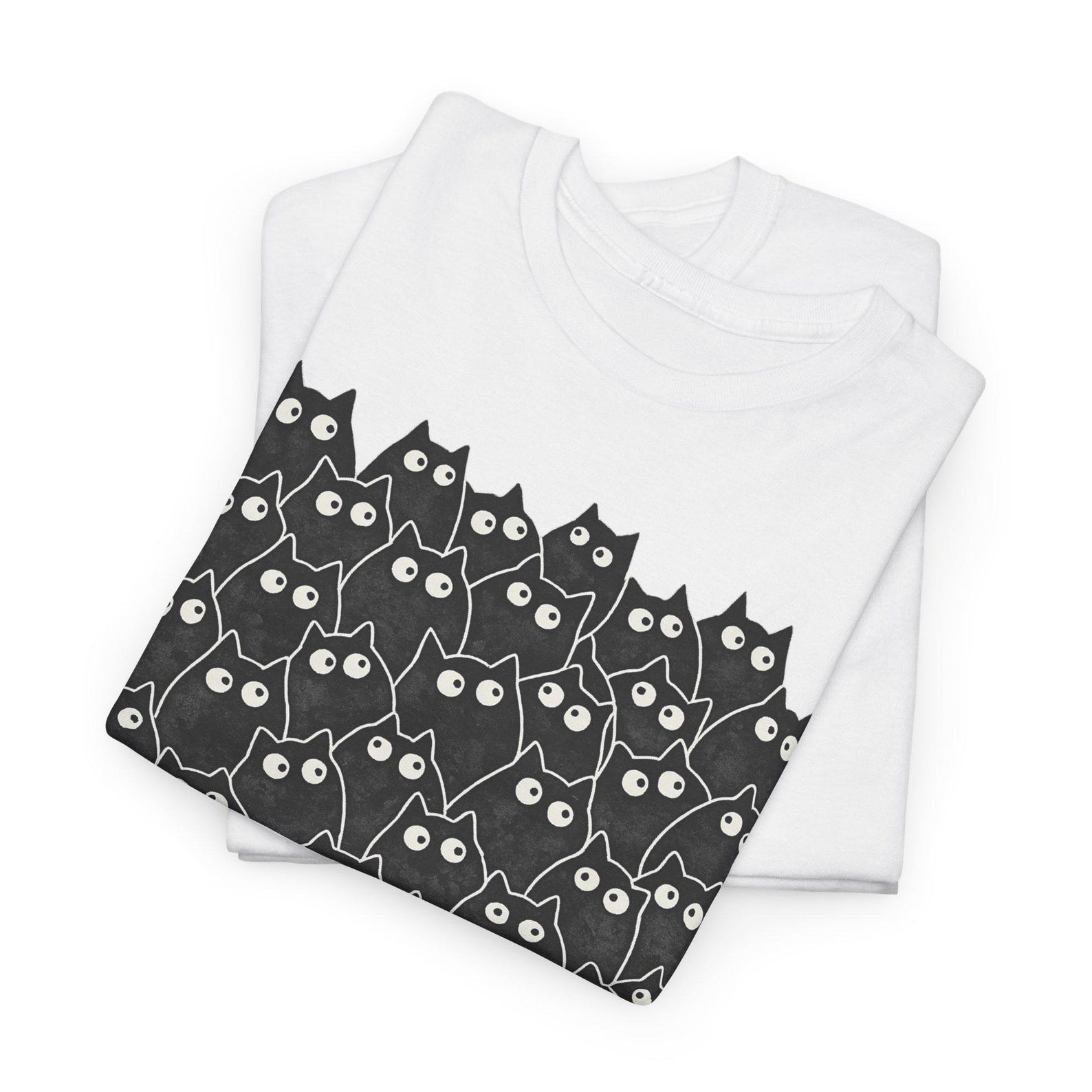 Stacked Black Cats T-Shirt | Cute Cat Pattern Tee | Cat Lover Gift, Cat Stack Graphic, Kawaii Cat Shirt, pastel gothic 2XL