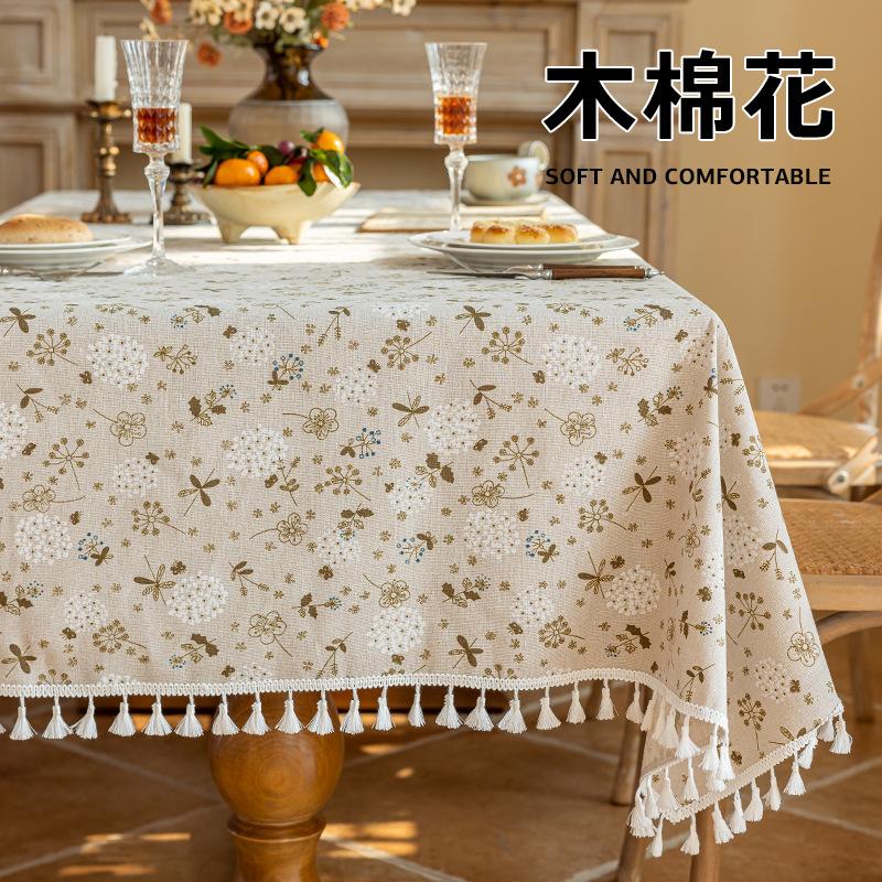 Dust-proof Decorative Coffee Table Cover Cloth Imitation Cotton and Linen Retro and Simple Tablecloth Home Restaurant Decoration