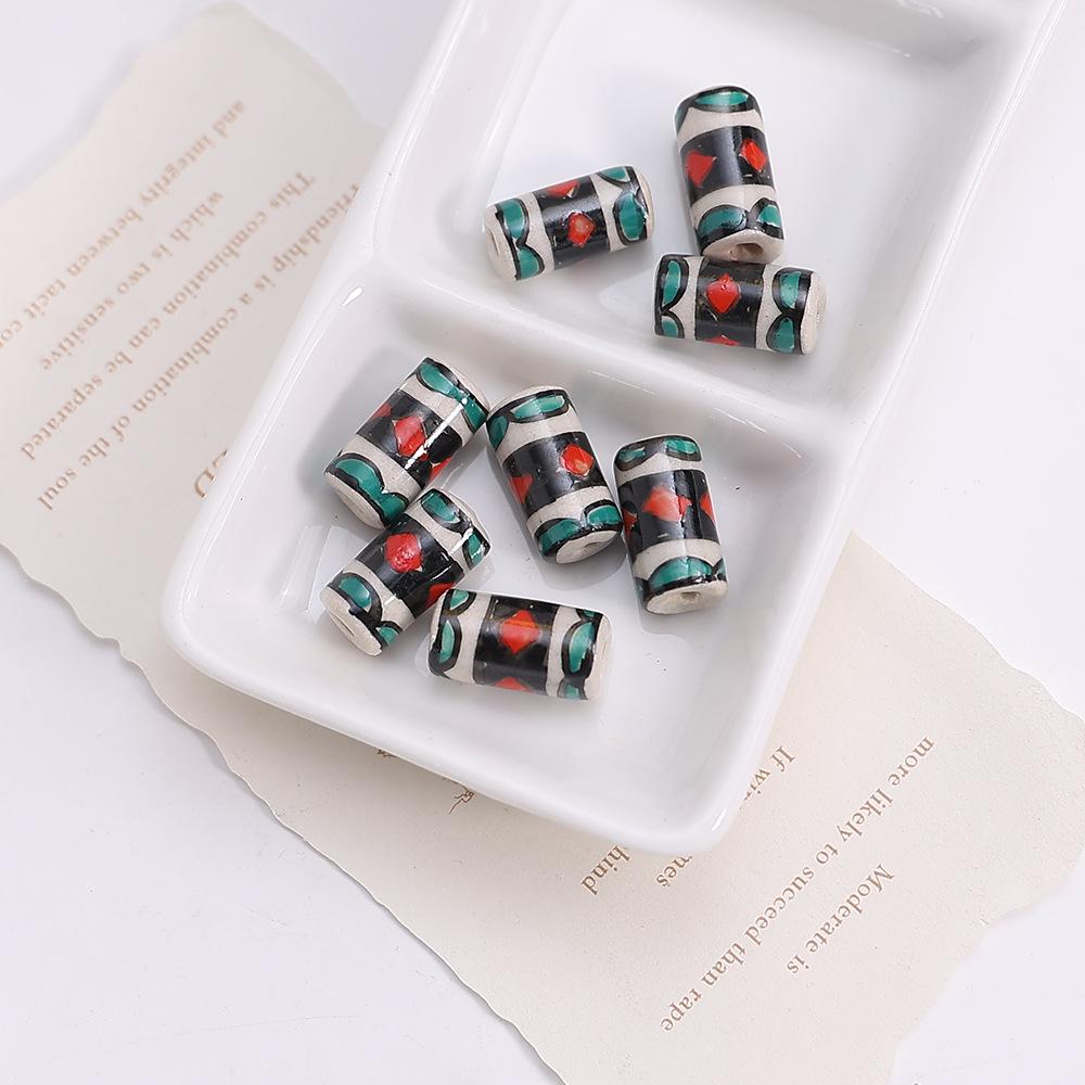 Retro Ethnic Hand-painted Ceramic Totem Beads: DIY Bracelet & Necklace Accessories