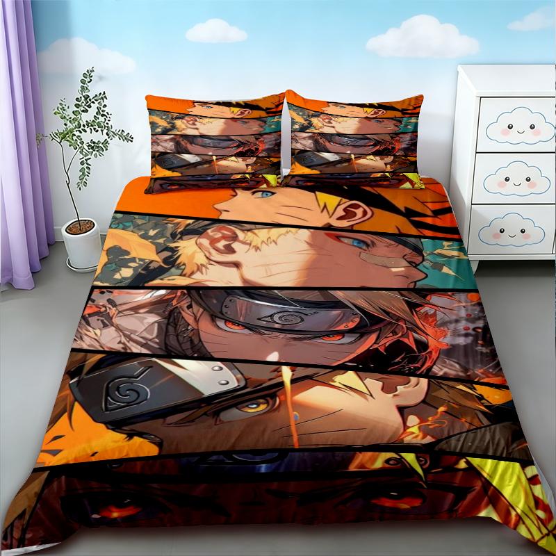 Teens Naruto Duvet Cover Cartoon Bedding Set Comforter Cover Quilt Cover Queen King Full Bedroom Decor Children Best Gifts