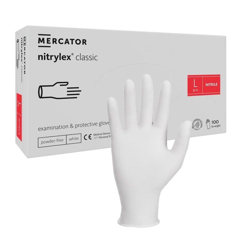 Nitrile Gloves White Mercator Nitrylex Classic White 100 Pieces