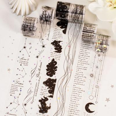 Adhesive Tape Starry Sky Pattern Decorative Tape For DIY Scrapbooking Handmade Album Photo Frame Decoration Stationery Tape