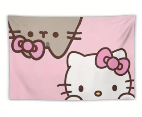 

Anime Hanging Cloth Background Leopard print HelloKitty Bedroom Headboard Decoration Wall Curtains Tapestries 74x94cm(29x37in)