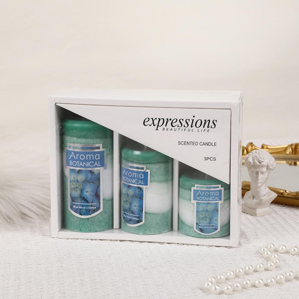 

Classic Ice Flower Wax Cylinder Scented Candle Home Non-romantic Wedding Long Pole Wax Set Blue - Blue Wind Chimes