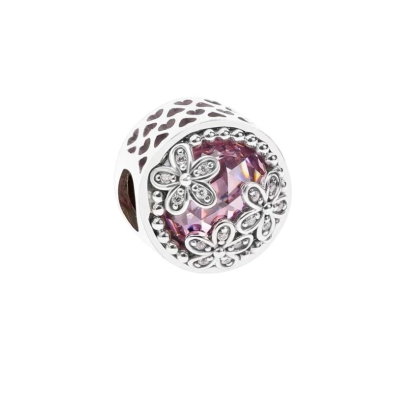 Pink Flowers Series Charm Beads Daisy Flower Clip Cherry Blossom Rose In Bloom Fit Original Bracelets Diy Jewelry Gifts