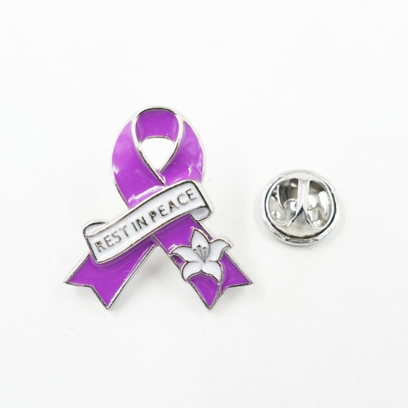 Black Ribbon Memorial Brooch Clothing Lapel Pin Alloy Black Mourning Suit Badge Fashion Accessories Party Jewelry Gift