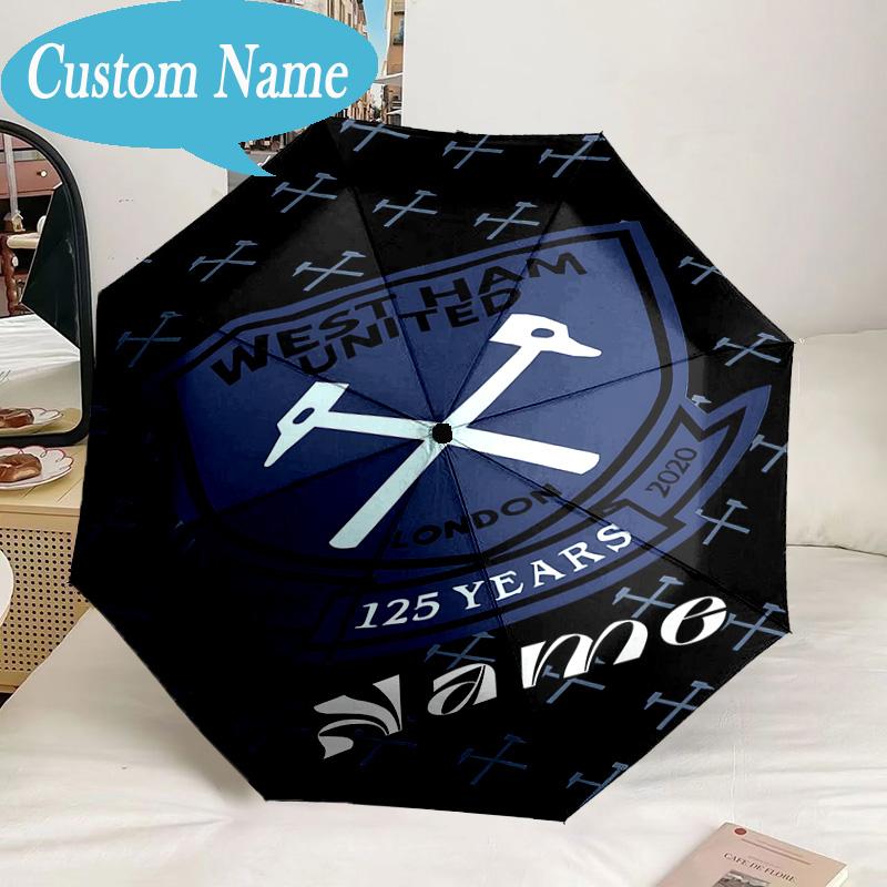 Custom Name Umbrella West-Ham Crest Umbrella 8-Frame for Travel, Camping, Casual Lightweight Portable, Essential for Family Gifts