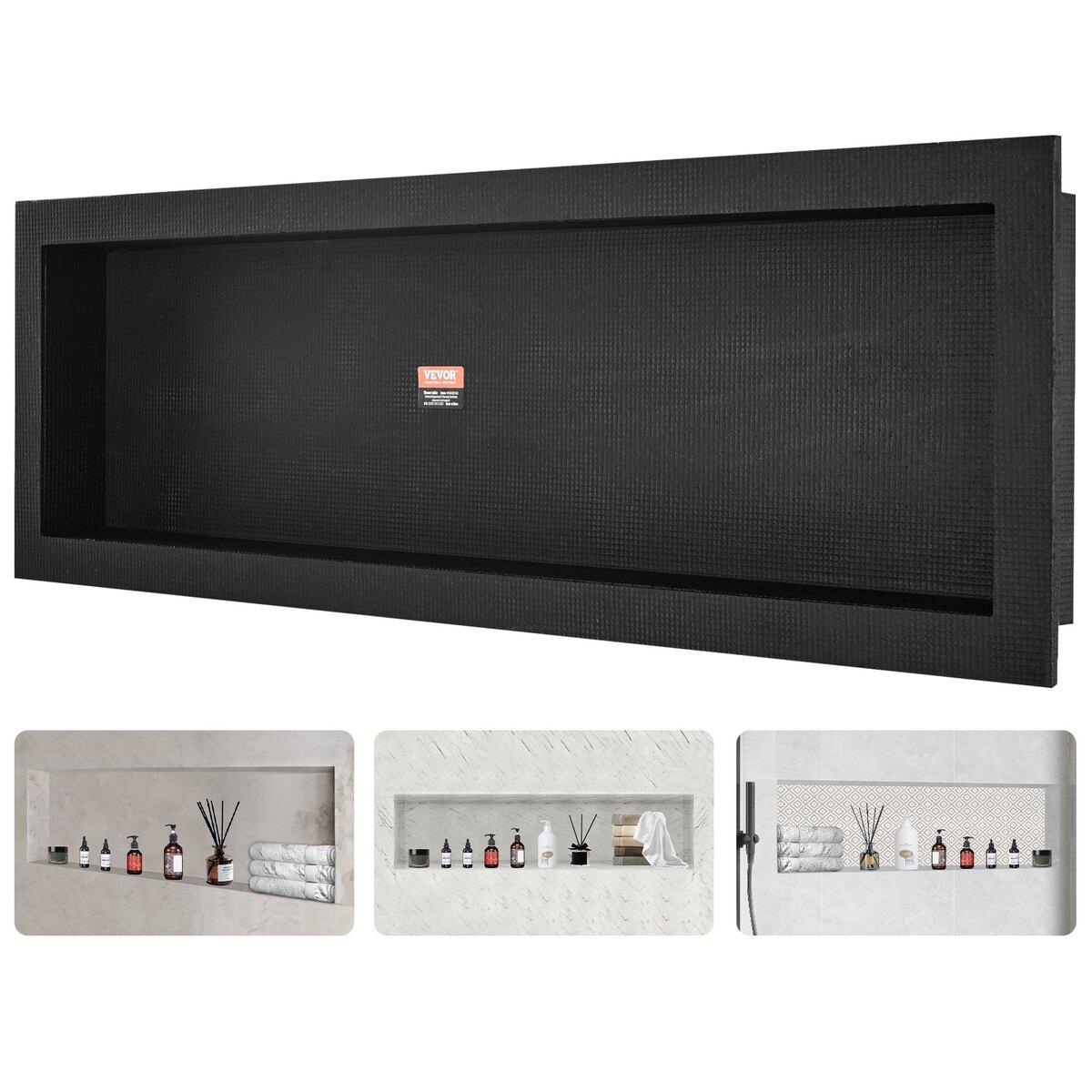 Niche de douche prête pour le carrelage 40,64 x 127 cm, Organisateur à étagère unique, Coins carrés, Niche à encastrer dans le mur, Protection scellée, Rangement moderne pour savon