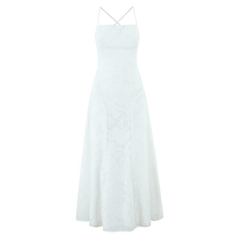Paris Banquet French Style Advanced Romantic Style Backless Lace Jacquard Temperament Sexy Sling Formal Dress Dress