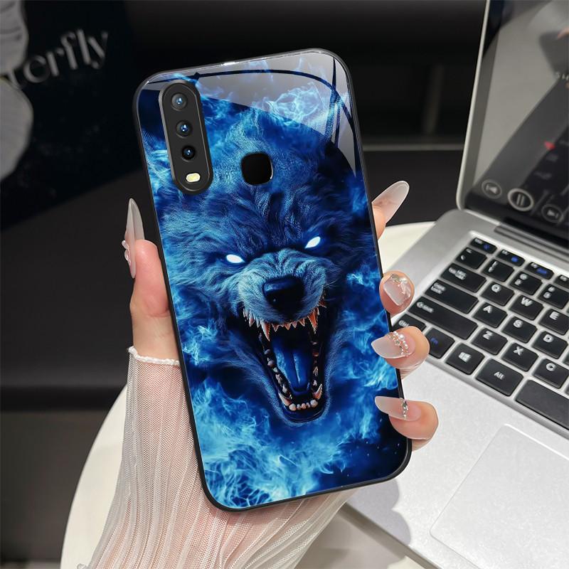 

For Vivo Y11 2019/Y12 Y15 Y17/Y19 Phone Case Trendy Design Tempered Glass Bumper For Vivo Y 11 1906 Full Protection Back Covers Vivo Y12 Y15 Y17