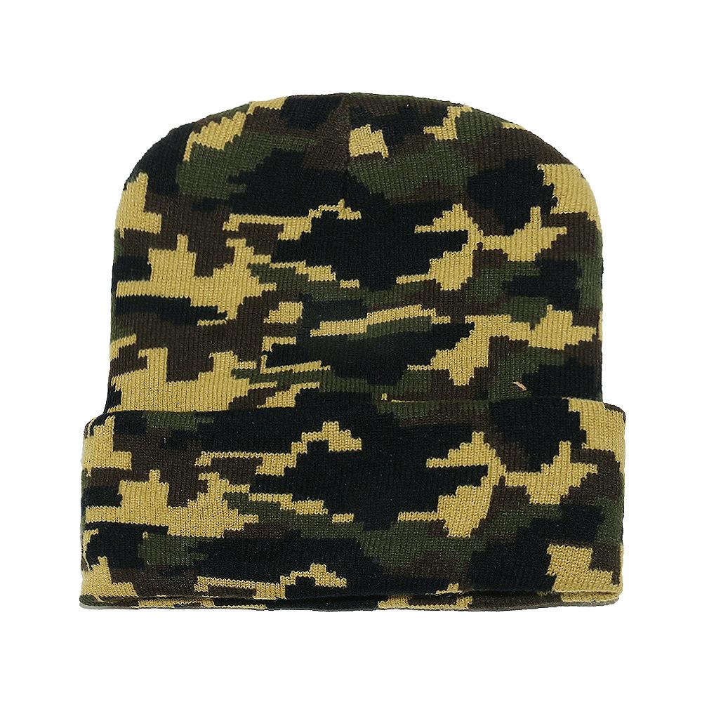 Camouflage Wool Hat Thermal Hat Winter Digital Camouflage Jacquard Beanie Knitted Hat Men