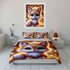 Cute Little Fox With Dreamy Lights Duvet Cover Set With 3D Printing Design Soft Polyester Bedding Set All-Season Comfort