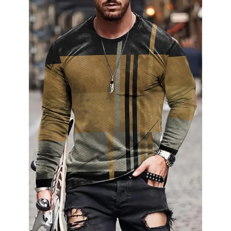 Colorful Starry Sky 3D Printed Men's Crewneck Long Sleeve Urban Street Fashion Trend Men's T-shirt Loose Casual Men's Shirt