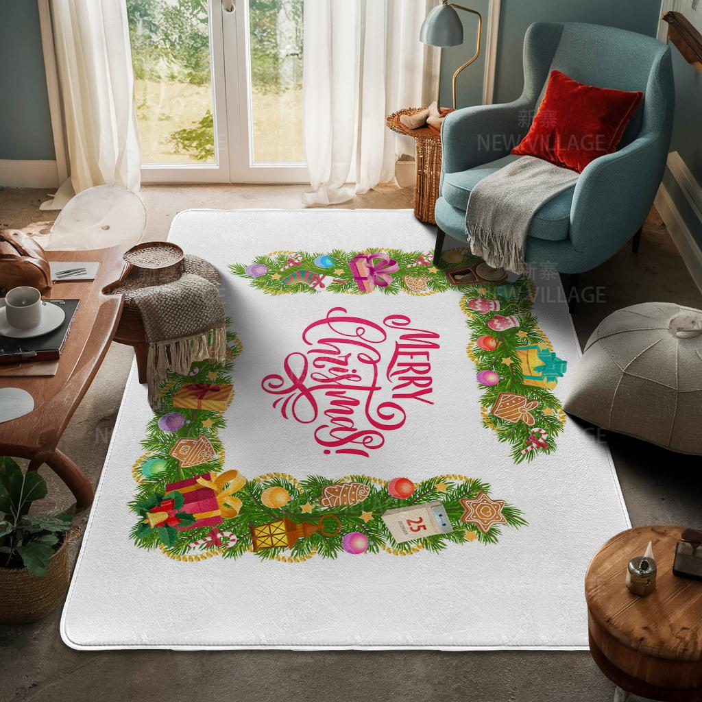 House Entrance Carpet Home Door Mat Living Room Bath Foot Bathroom Non-slip Water Absorption Rugs Bath Merry Christmas Winter