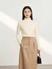 Autumn Winter Women's Seamless Wool Sweater – Ruffle Trim, Slim Fit, High Neck, Machine Washable Base Layer, Solid Color.