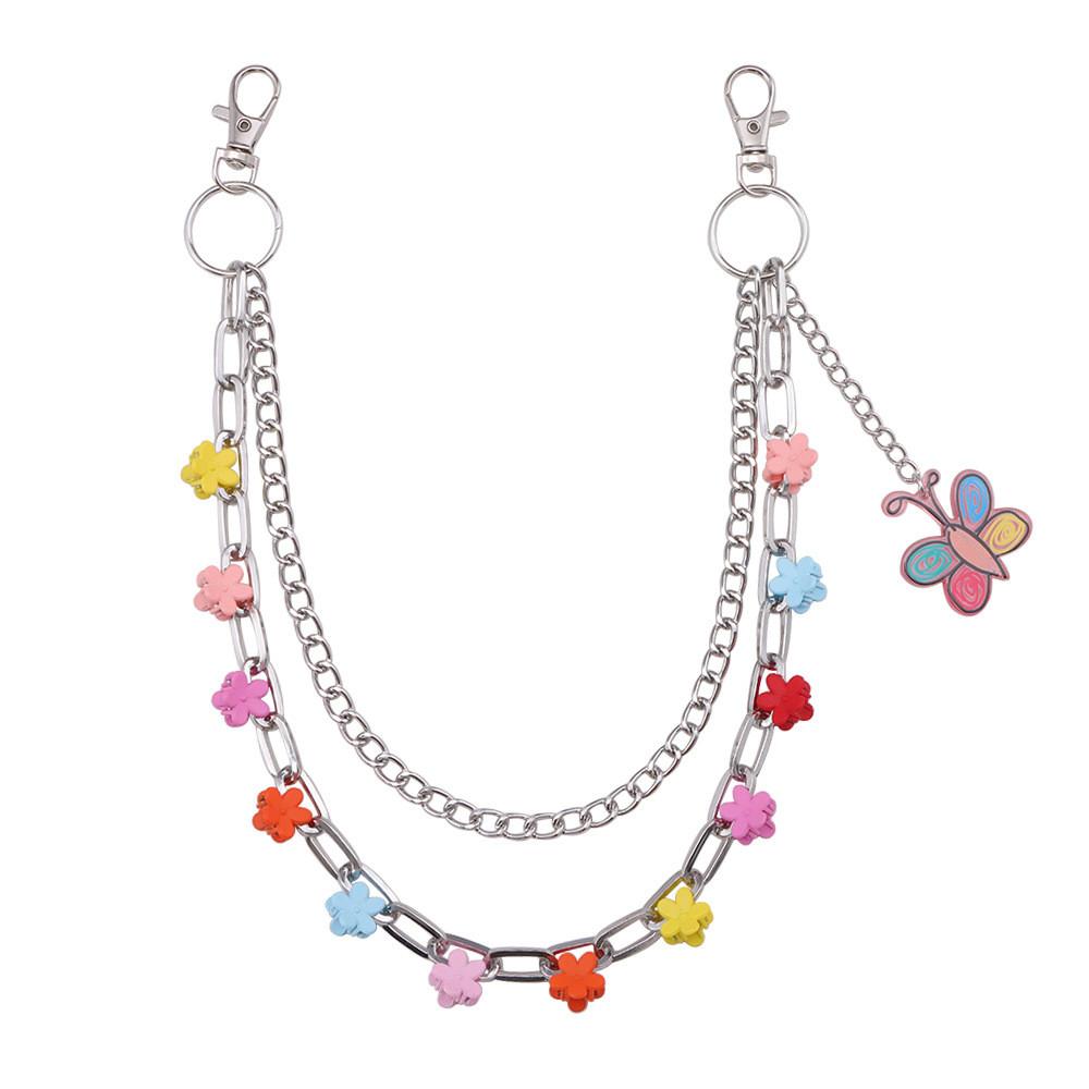 Metal Floral Hair Clips And Butterfly Waist Chain For Unisex Youth Fashion Accessories