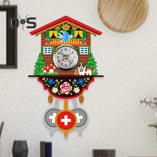 Relógio de Parede de Madeira HOW-E Decorativo Preciso Estilo Nórdico Antigo com Alarme para Sala de Estar
