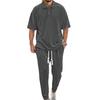 Men's Casual Trousers with Lapel Collar Heavyweight Jacquard Knit Top Plus Size Suit