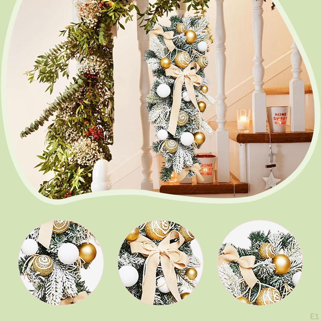 Light Up Christmas Stair Swag Artificial Wreath, Decoration, Stairway for Party