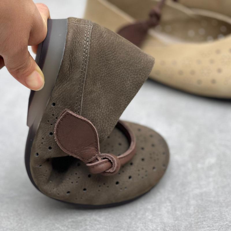 Fashion GKTINOO Hollow-out Breathable Genuine Leather Flats Spring/summer 2025 New Soft Soled Comfortable Cowhide Women's Shoes