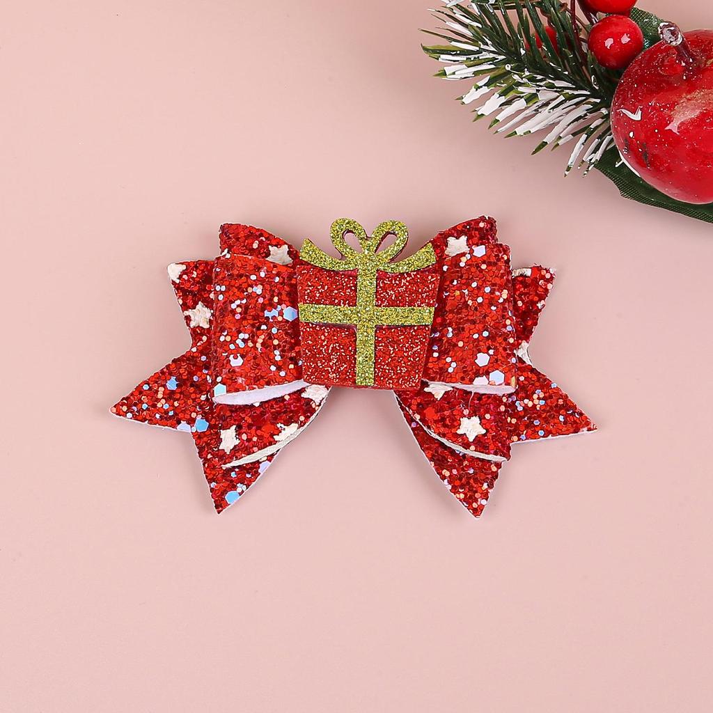Christmas Party Swallowtail Glitter Bow Hair Clip for Kids