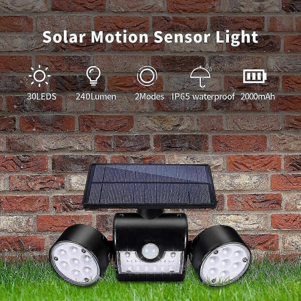 Outdoor Solar Light,with 30 Waterproof Dual Head LED Spotlights,360 Degree Rotation,with Motion Sensor