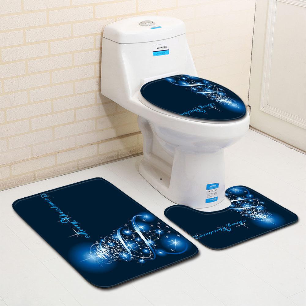 Christmas Bathroom Floor Mat Toilet Three-Piece Set
