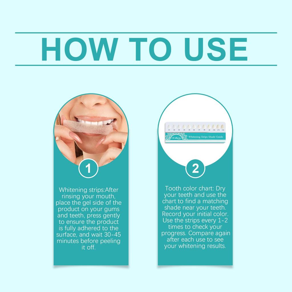 Premium Mundpflege Zahnaufhellungsstreifen, Frischer Atem & Fleckenentfernung - Zahnschmelzsicher für den täglichen Gebrauch