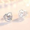 Japanese and Korean Women's Love Hollow Out Zircon Earrings Flower Geometric Earrings Temperament COPPER EARRINGS