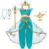 Jasmine Princess Dress Kids Girls Cosplay Aladdin Magic Lamp Costume Halloween Kids Birthday Carnival Ball Vestidos Outfits