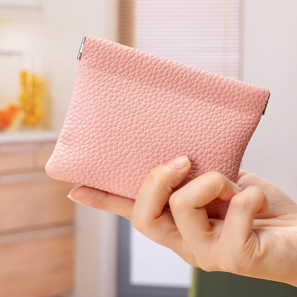 Damen Mini Leder Federclip Geldbörse - Aufbewahrungstasche für Kopfhörer und Münzen