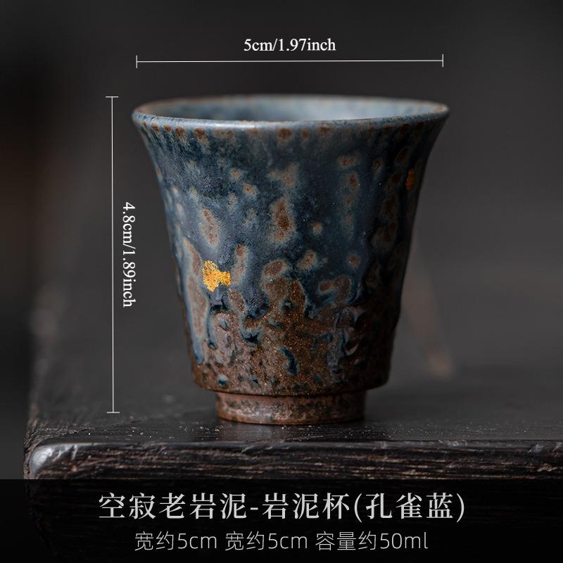 Bronze Glaze Hand Gold Splatter Rock Clay Tea Cup Small Gongfu Master Cup Vintage Home Tea Ceremony Gift