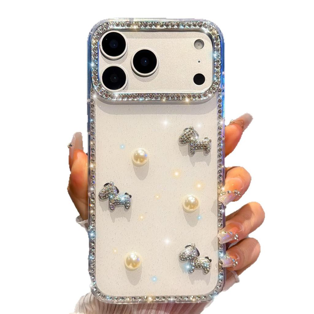 iPhone 17 Pro Max Pearl Pony Rhinestone Protective Case